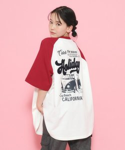 配色ラグランチュニックTシャツ