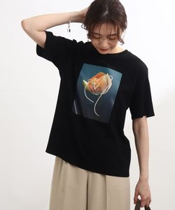【UVカット/接触冷感/洗える】フラワープリントTシャツ