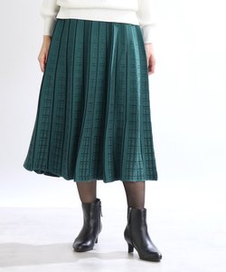 【着映えスカート/WEB限定カラーあり／洗える】ジャカード編みプリーツ風スカート