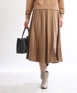 【着映えスカート/WEB限定カラーあり／洗える】ジャカード編みプリーツ風スカート