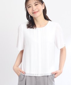 【夏SALE／UVカット／接触冷感／マシンウォッシュ可】タックディティールブラウス