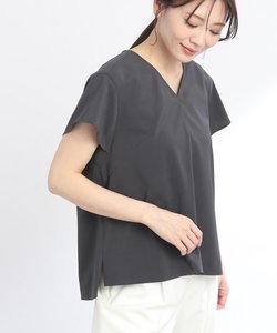 【夏SALE／UVカット／接触冷感／マシンウォッシュ可／セットアップ可能】キレイめリネンライクブラウス