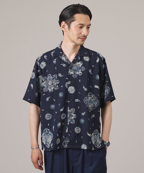 【ペイズリー紋】オープンカラーシャツ