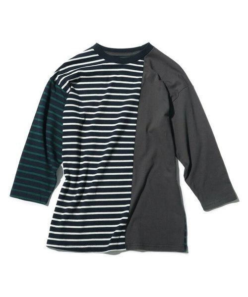 160cmまで ボーダークレイジーパターン7分袖tシャツ The Shop Tk Kids サ ショップティーケー の通販 Mall