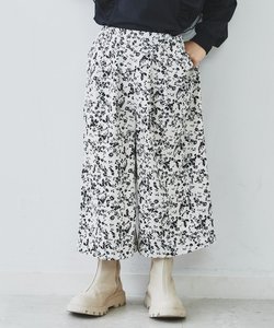【110-150/ママとおそろい風】花柄＆デニム スカートパンツ