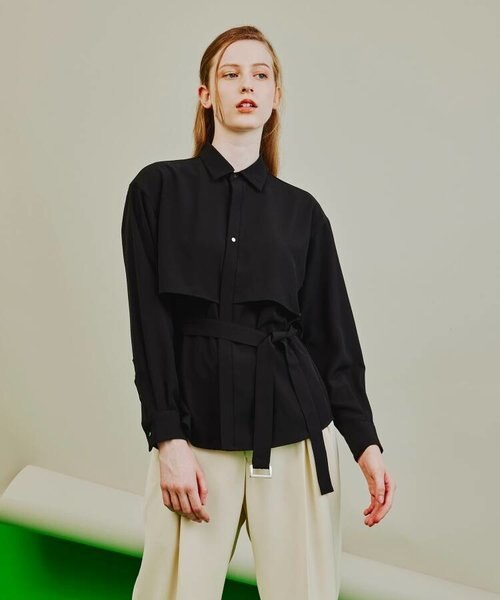 トロミツイルレイヤーベルテッドシャツ | tk.TAKEO KIKUCHI