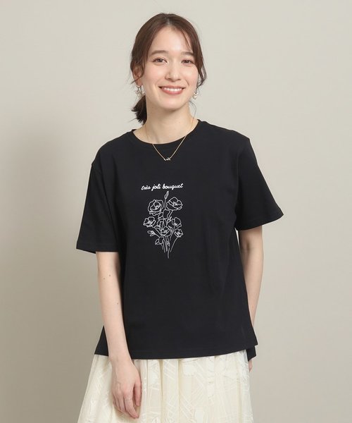 【シルエットゆったり】ブーケプリントTシャツ