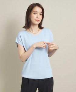 【通勤／冷感／8色展開／手洗い可】Vネックフレンチスリーブニット