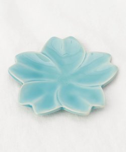 藍花 桜花皿 水色