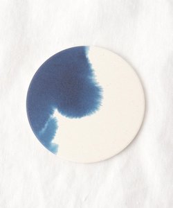 陶器珪藻土コースター 藍染 暈（ぼかし）