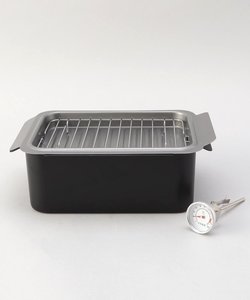 ポコフリット IH対応角型揚げ鍋ワイド(温度計・アミ付)