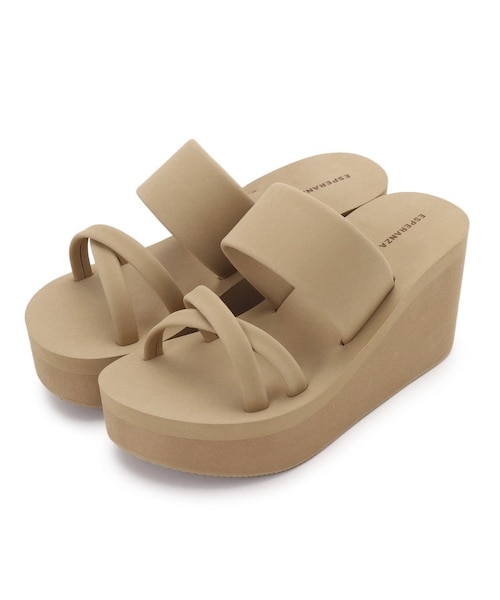 未使用品】ESPERANZA サンダル ピンク スタッズ エスペランザ ウェッジ 