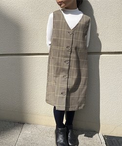 【リンクコーデ】チェックジャンバースカート（100-140）