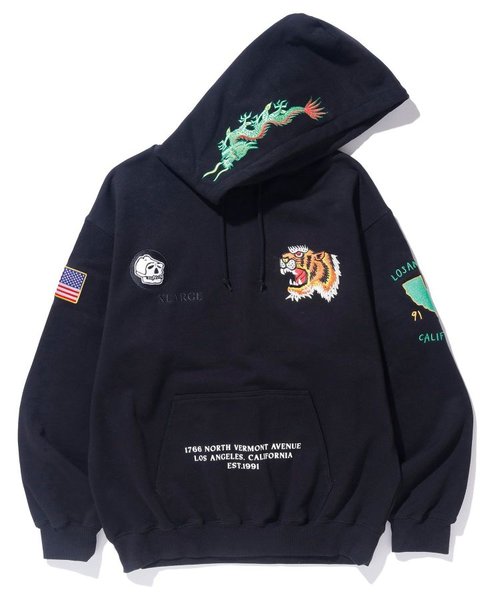 TIGER EMBROIDERY HOODED SWEATSHIRT