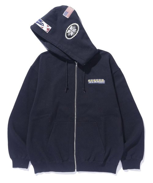 MULTI?EMBLEM ZIP HOODED SWEATSHIRT