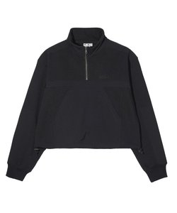 WOVEN MIX HALF ZIP TOP