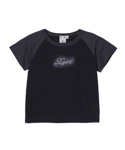 SPRAY PRINT AND EMBROIDERY S/S RAGLAN BABY TEE