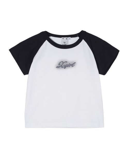 SPRAY PRINT AND EMBROIDERY S/S RAGLAN BABY TEE