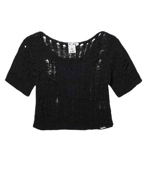 DISTRESSED TAPE YARN KNIT TOP