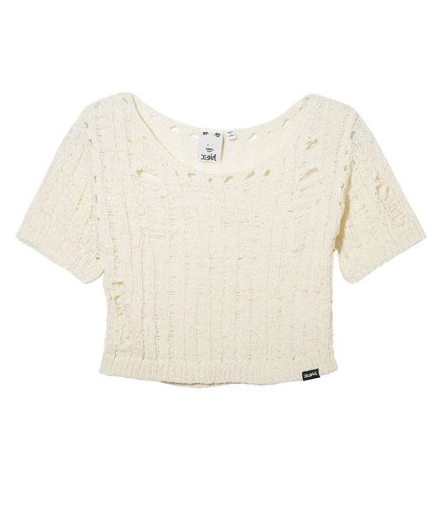 DISTRESSED TAPE YARN KNIT TOP