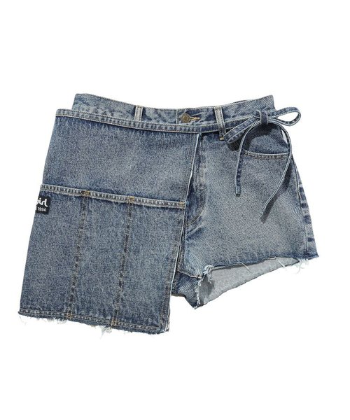 DENIM WRAP SHORT PANTS