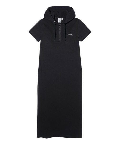 HALF ZIP HOODED LONG DRESS