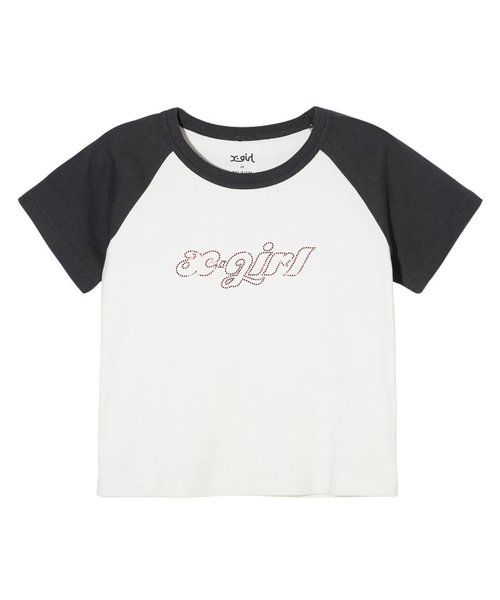 RHINESTONE CHUBBY LOGO S/S RAGLAN BABY TEE