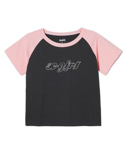 RHINESTONE CHUBBY LOGO S/S RAGLAN BABY TEE