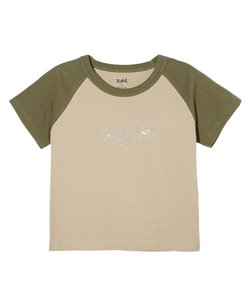 RHINESTONE CHUBBY LOGO S/S RAGLAN BABY TEE