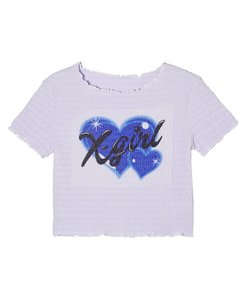 HEART AIRBRUSH SHIRRED S/S TOP