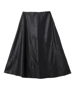 FAUX LEATHER FLARE SKIRT