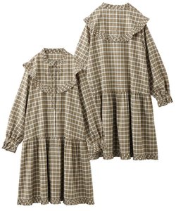 PLAID PLEATED BIG COLLAR DRESS