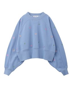 EMBROIDERED FLOWER CREWNECK SWEATSHIRT