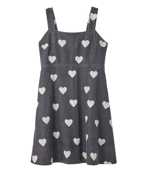 HEART PRINTED DENIM DRESS