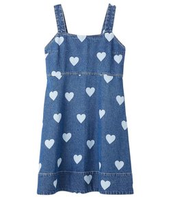 HEART PRINTED DENIM DRESS