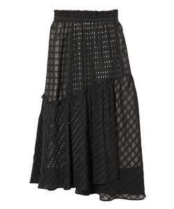 PLAID SHEER TIERED SKIRT