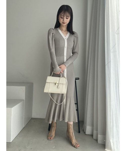 SNIDEL フロントボタンニットワンピース デザインフロントボタンニット