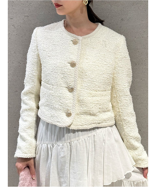 ラムレザーアシメフリルジャケット　ランバンオンブルー ラムレザーアシメフリルジャケット ランバンオンブルー （LANVIN