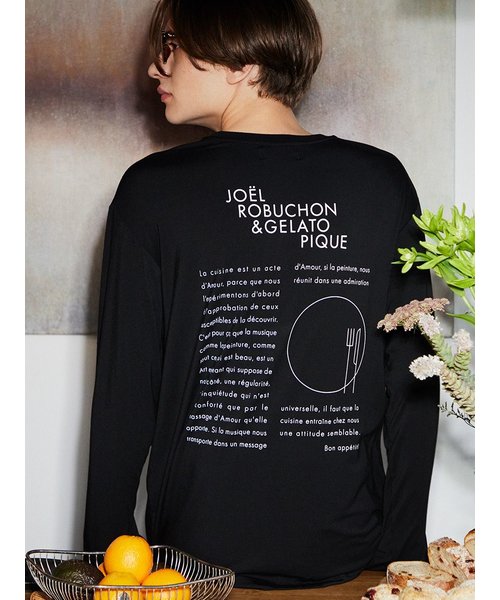 JOEL ROBUCHON】【HOMME】レーヨンシルクバックプリントロングTシャツ