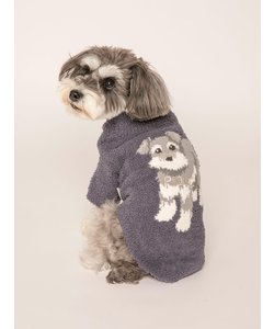 【CAT&DOG】【販路限定商品】パウダーハイネックシュナウザー柄ジャガードプルオーバー