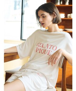 【接触冷感】カラフルレーヨンロゴTシャツ＆ショートパンツセット