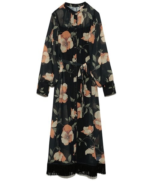 大花柄フリンジワンピース Lily Brown リリーブラウン の通販 Mall