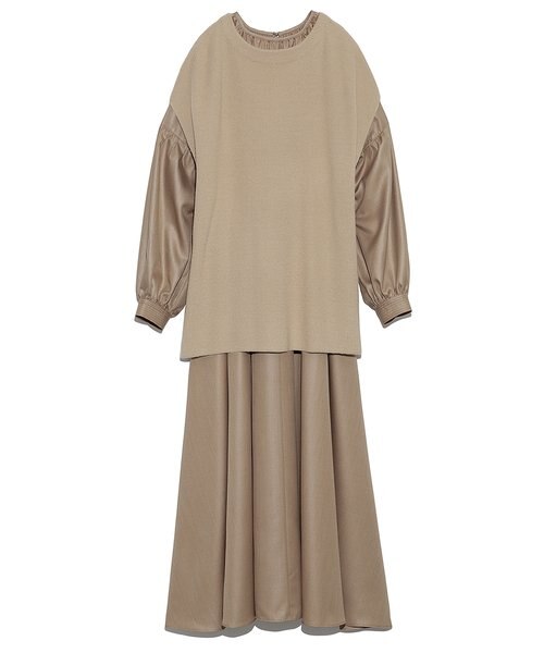 ニットベストレイヤード布帛ワンピースセットアップ Mila Owen ミラオーウェン の通販 Mall