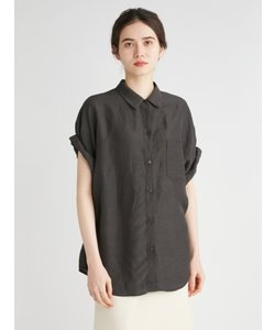 隠し釦ダウン半袖ワイドシャツ
