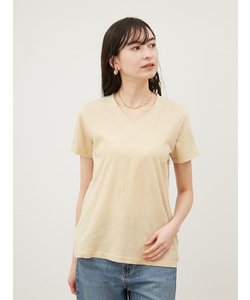 VネックコンパクトスラブTシャツ【手洗い可能】