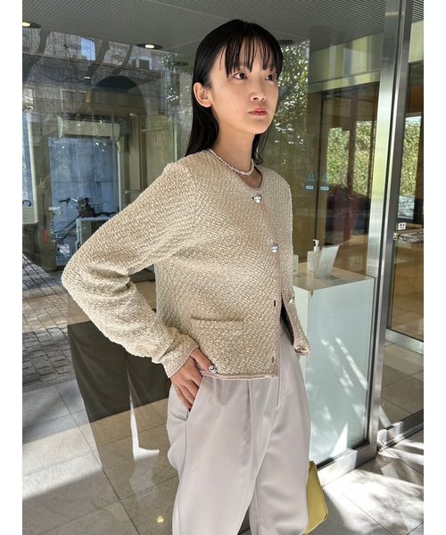 【emmi atelier】コットンラメニットジャケット