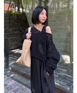 【emmi atelier】クロップドメッシュニット