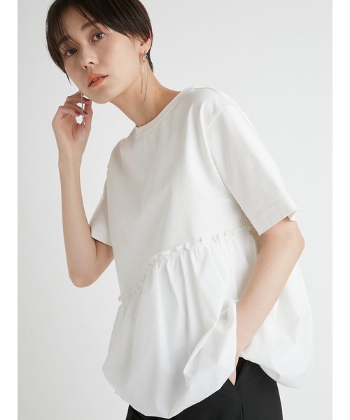 【emmi atelier】カットコンビバルーンＴシャツ