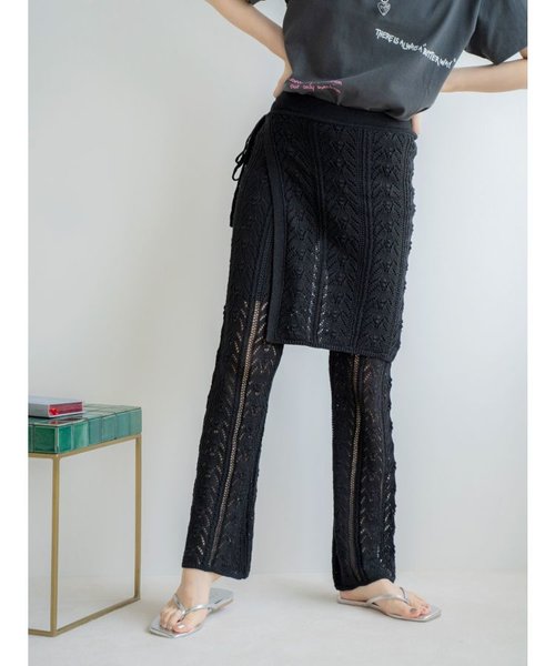透かし編みスカートセットパンツ