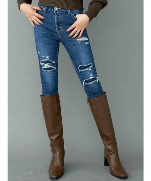 リメイクダメージスキニーデニムパンツ Gyda ジェイダ の通販 Mall